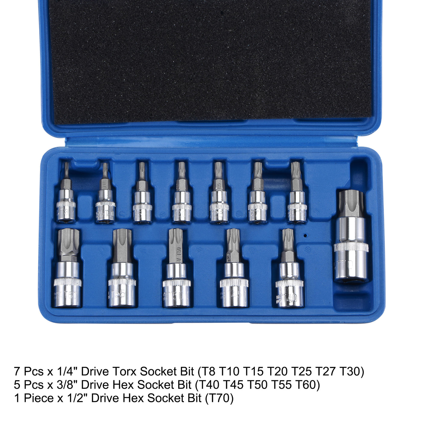 uxcell Uxcell T8 - T70 Torx Bit Socket Set, CR-V Bits & Sockets (For Hand Use Only) 13-Piece