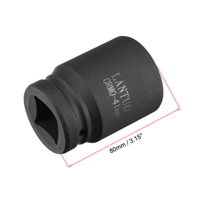 Harfington Uxcell 1" Drive by 41mm 6-Point Impact Socket, CR-MO 80mm Length, Standard Metric Sizes