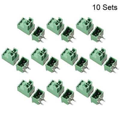 Harfington Uxcell 2-Pin 5.08mm Pitch Right Angle PCB Screw Terminal Block Connector 10 Sets