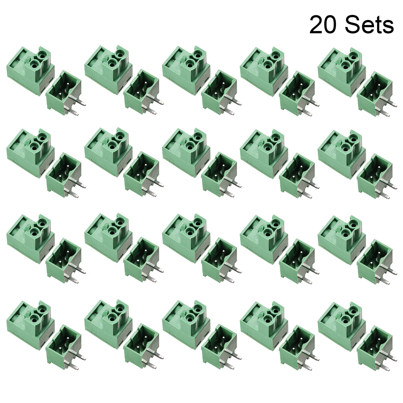 uxcell Uxcell 2-Pin 5.08mm Pitch Right Angle PCB Screw Terminal Block Connector 20 Sets