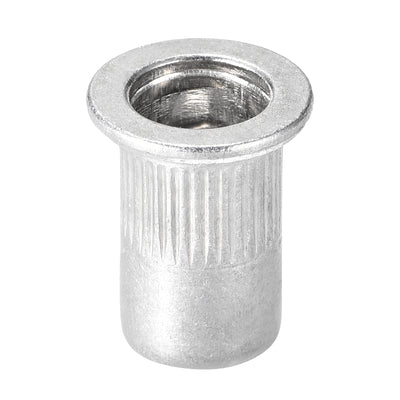 Harfington Uxcell 1/4-20 Rivet Nuts Aluminium Alloy Knurled Flat Head Threaded Insert Nut 50pcs