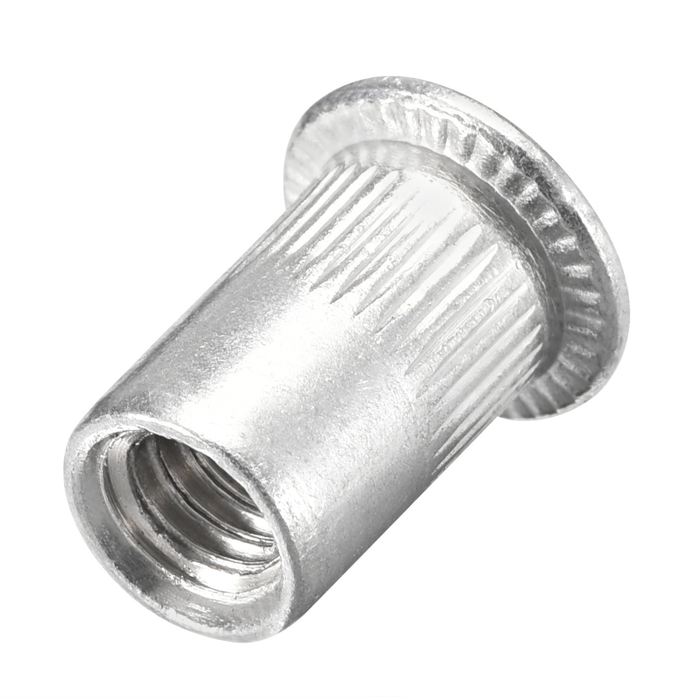 uxcell Uxcell 1/4-20 Rivet Nuts Aluminium Alloy Knurled Flat Head Threaded Insert Nut 50pcs