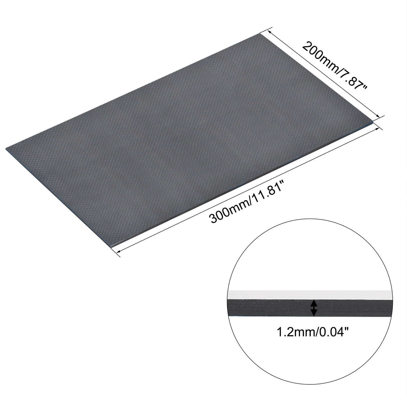 Uxcell Uxcell Carbon Fiber Plate Panel Sheets 300mm x 200mm x 0.6mm (Plain Glossy)