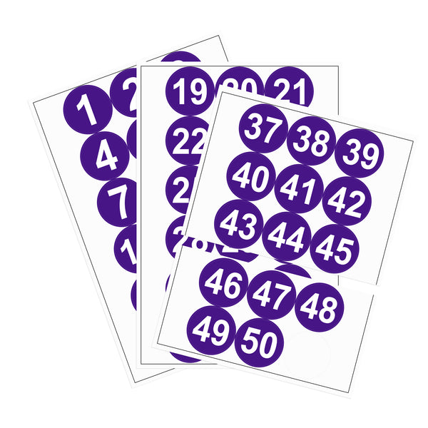 Uxcell 38mm Dia PVC Round Number Stickers Number 1-50 Blue 