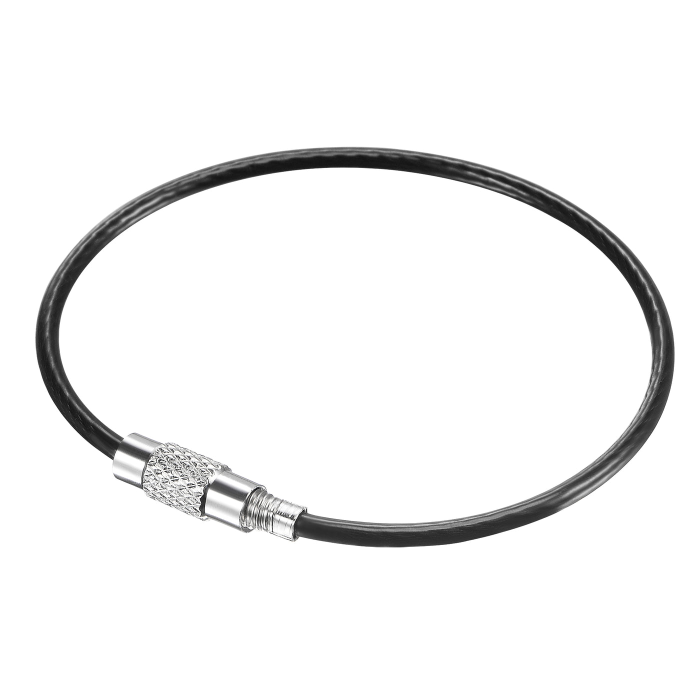 Uxcell Uxcell Wire Keychain 150mm Length Key Ring Loop Cable for Handbag Lanyard Zipper, PVC Coated Stainless Steel, Silver, Pack of 4