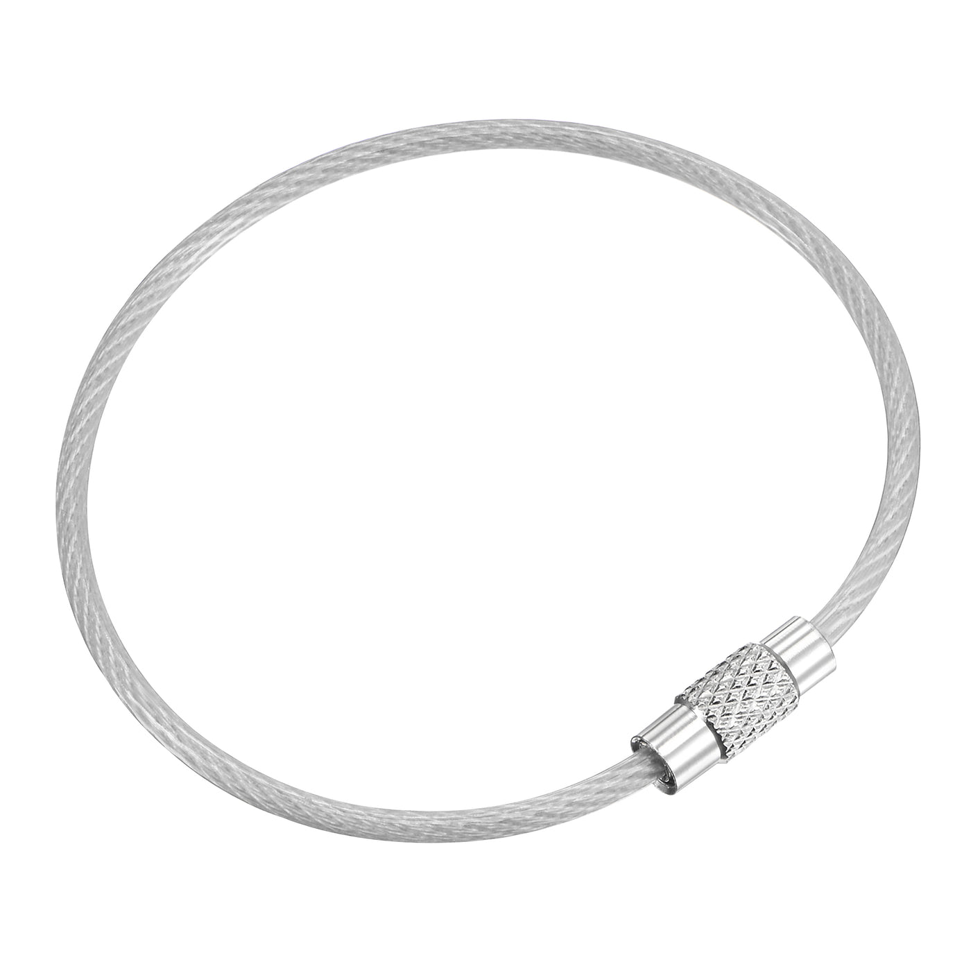 Uxcell Uxcell Wire Keychain 150mm Length Key Ring Loop Cable for Handbag Lanyard Zipper, PVC Coated Stainless Steel, Silver, Pack of 4