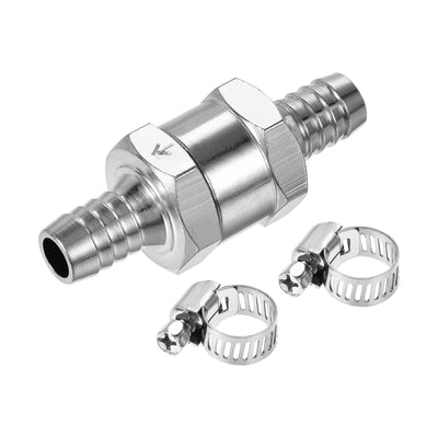 uxcell Uxcell Non-Return One Way Check Valve with Hose Clamps, 11mm Barb OD, for Water Petrol Fuel Line