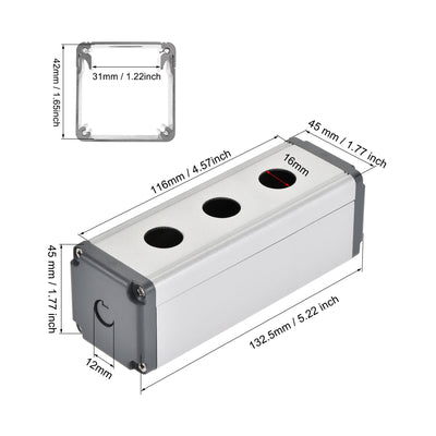 Harfington Uxcell 3 Holes 16mm Aluminum Switch Button Station Box with a PG7 Cable Gland