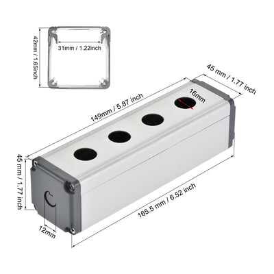 Harfington Uxcell 4 Holes 16mm Aluminum Switch Button Station Box with a PG7 Cable Gland