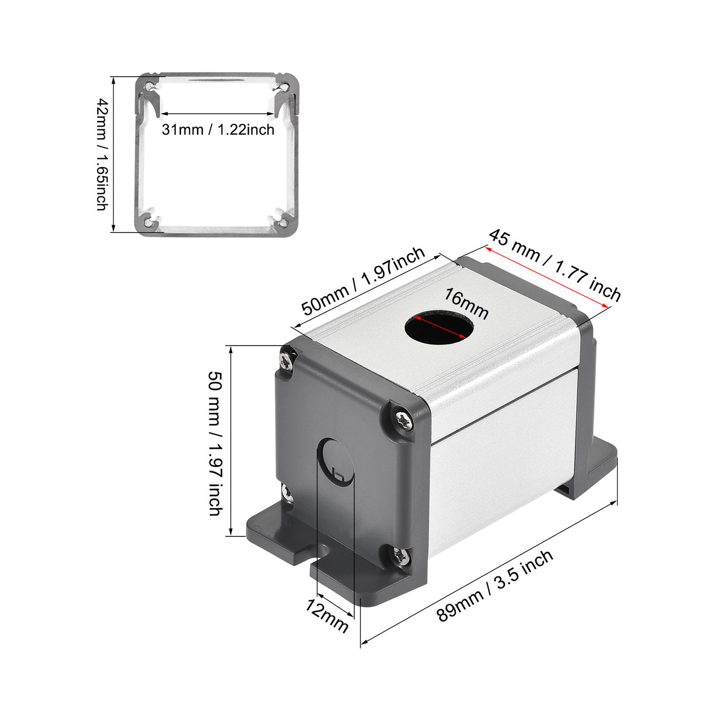 uxcell Uxcell Single Holes 16mm Aluminum Switch Button Station Box with a PG7 Cable Gland and Mounting Base