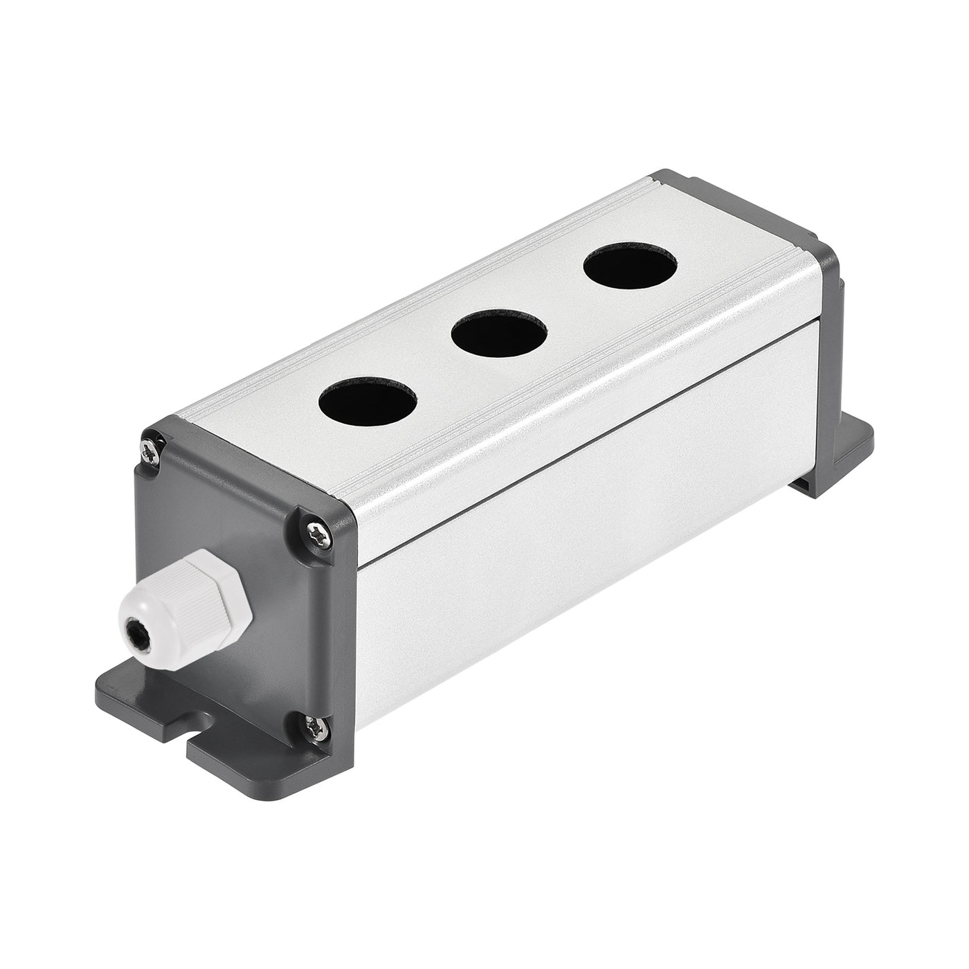 uxcell Uxcell 3 Holes 16mm Aluminum Switch Button Station Box with a PG7 Cable Gland and Mounting Base