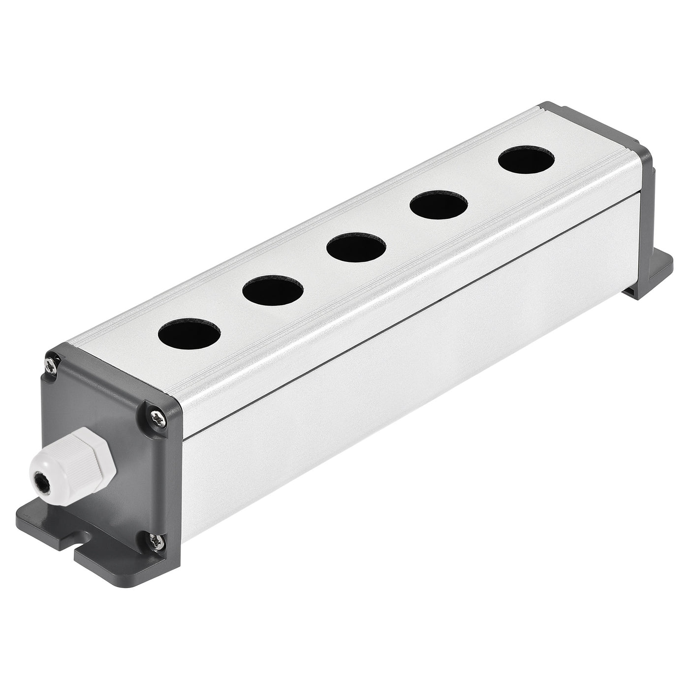 uxcell Uxcell 5 Holes 16mm Aluminum Switch Button Station Box with a PG7 Cable Gland and Mounting Base