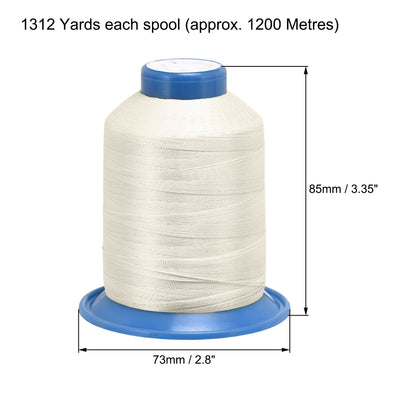 Harfington Uxcell Bonded Polyester Threads Extra-strong 1312 Yards 210D/0.32mm (Snow, 2pcs)