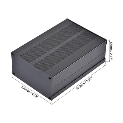 Harfington Uxcell 150mm x 105mm x 55mm Aluminum Electrical Project Case for Audio Amplifier Black