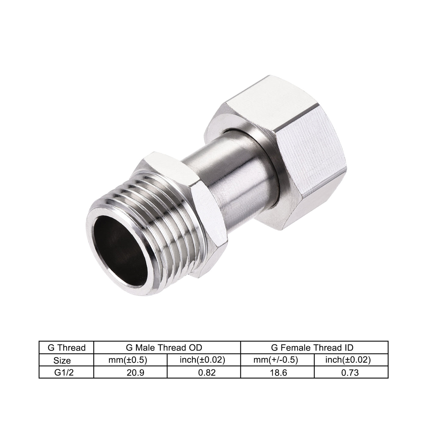 uxcell Uxcell Straight G1/2 Male to Female Pipe Fitting Connector with Gasket Nickel Plated Copper