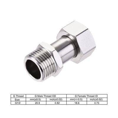 Harfington Uxcell Straight G1/2 Male to Female Pipe Fitting Connector with Gasket Nickel Plated Copper