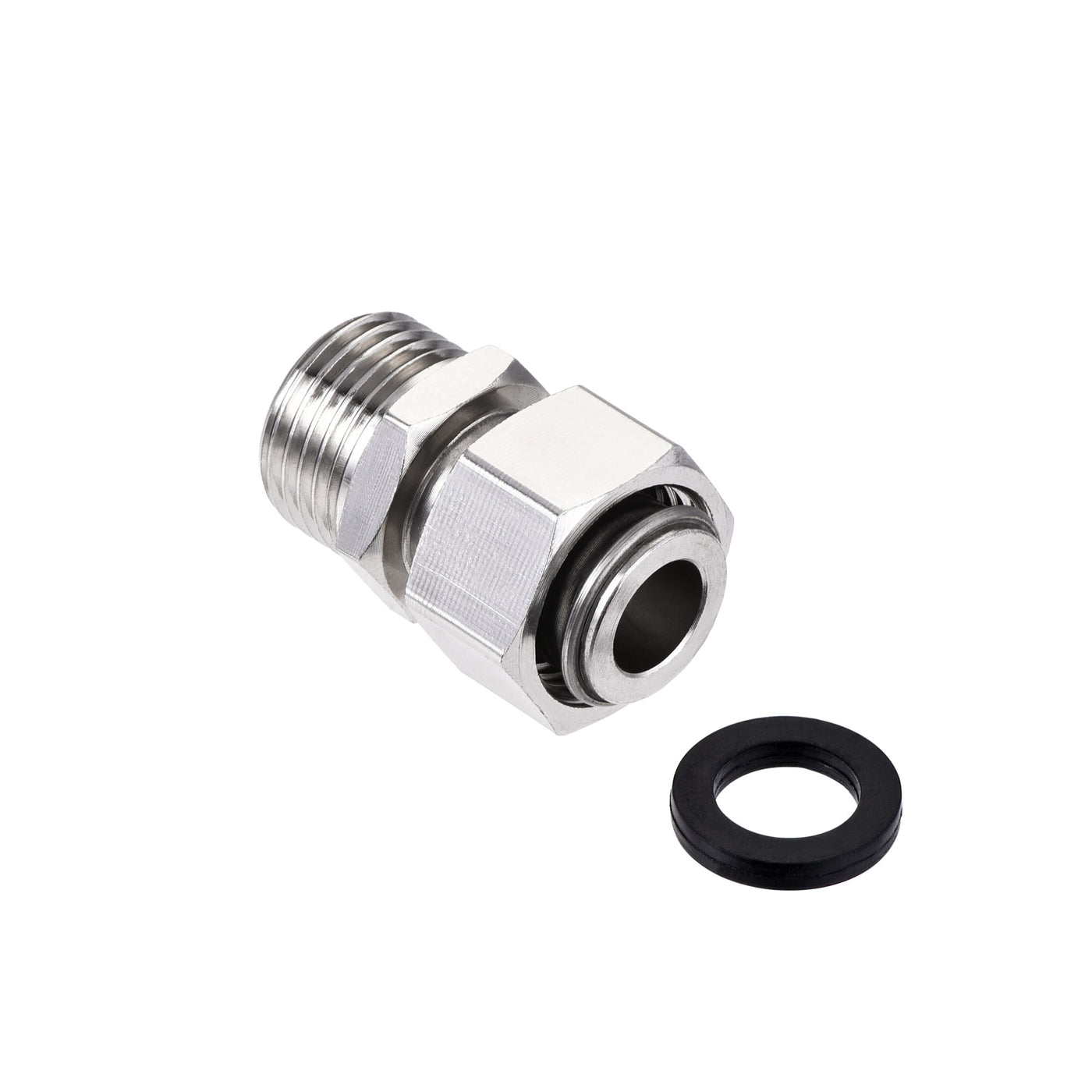 uxcell Uxcell Straight G1/2 Male to Female Pipe Fitting Connector with Gasket Nickel Plated Copper