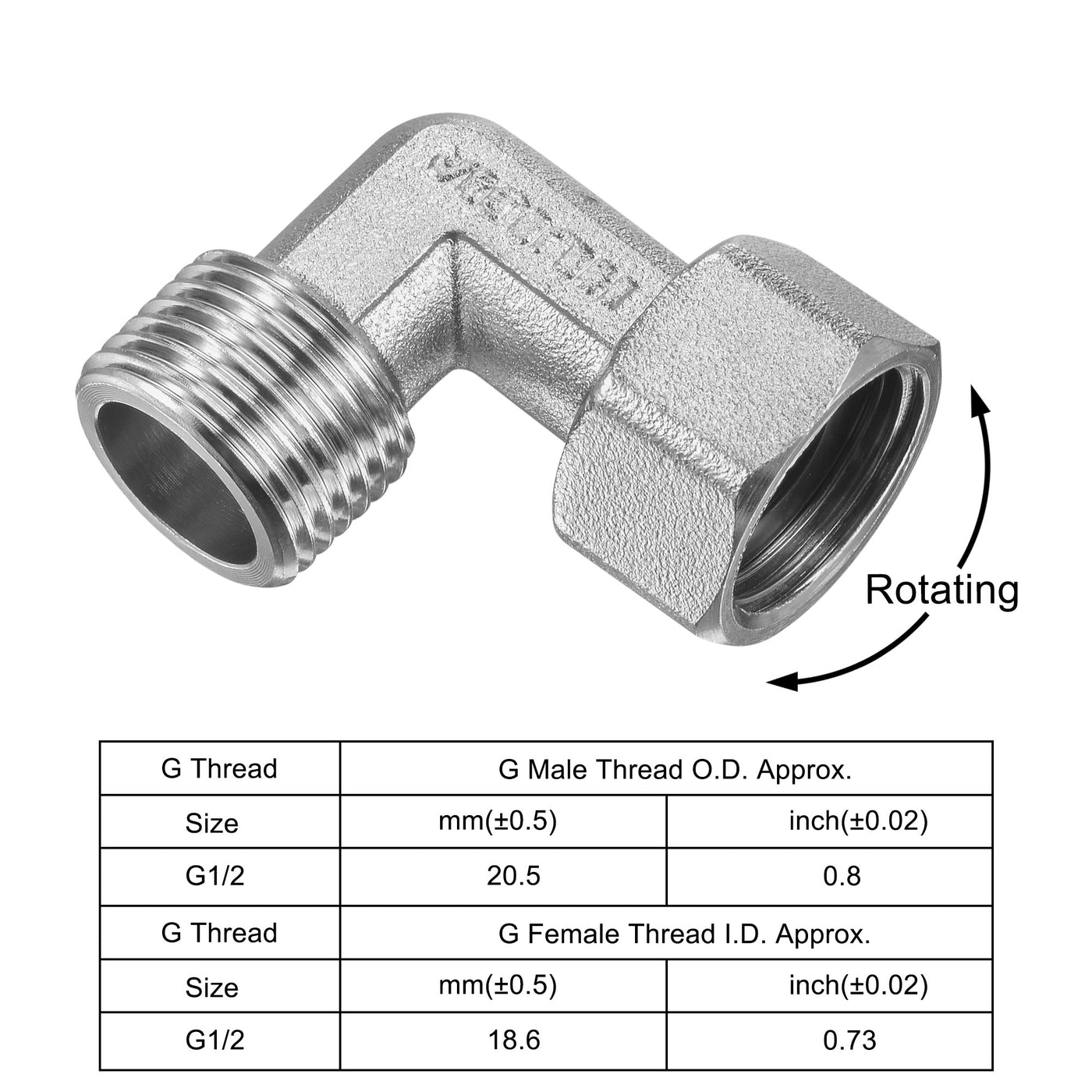 uxcell Uxcell 2Stk. Ellbogen Rohranschluss 2-Wege L-Form Rohrverbinder Adapter vernickeltes Kupfer G1/2 Außen bis Innengewinde