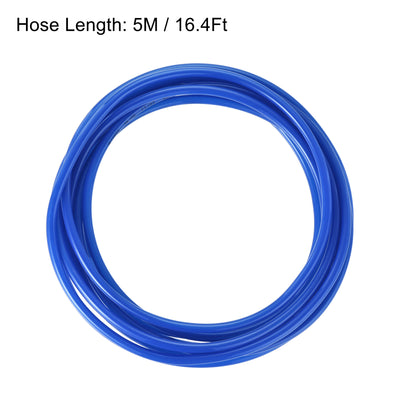 Harfington Uxcell Pneumatic 6mm OD 4mm ID Polyurethane PU Air Hose Tubing Kit 5 Meters Blue