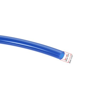 Harfington Uxcell Pneumatic 8mm OD PU Air Hose Tubing Kit 5M Blue with Push to Connect Fittings