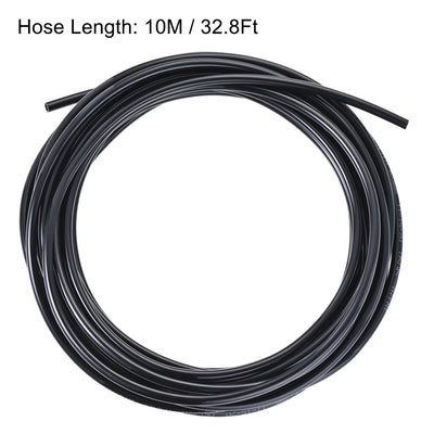 Harfington Uxcell Pneumatic 6mm OD PU Air Hose Tubing Kit 10 Meters Black with Push to Connect Fittings