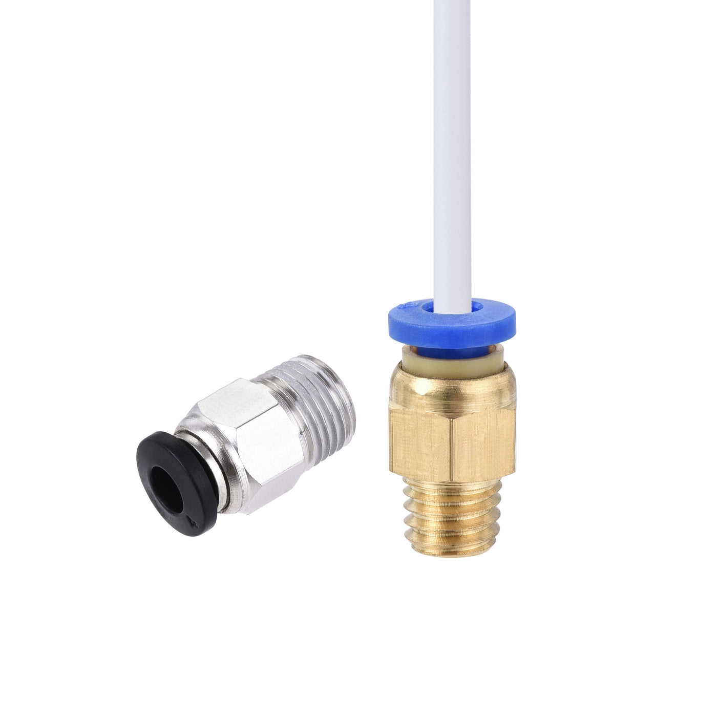 uxcell Uxcell Pneumatic PTFE Air Tubing Kit with M8 G1/8 Push to Connect Fittings for Air Hose Line Pipe 4mm OD 2M White