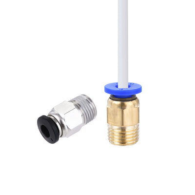 Harfington Uxcell Pneumatic PTFE Air Tubing Kit Hose Air Line Tubing 4mm OD 2M White with M10 G1/8 Push to Connect Fittings