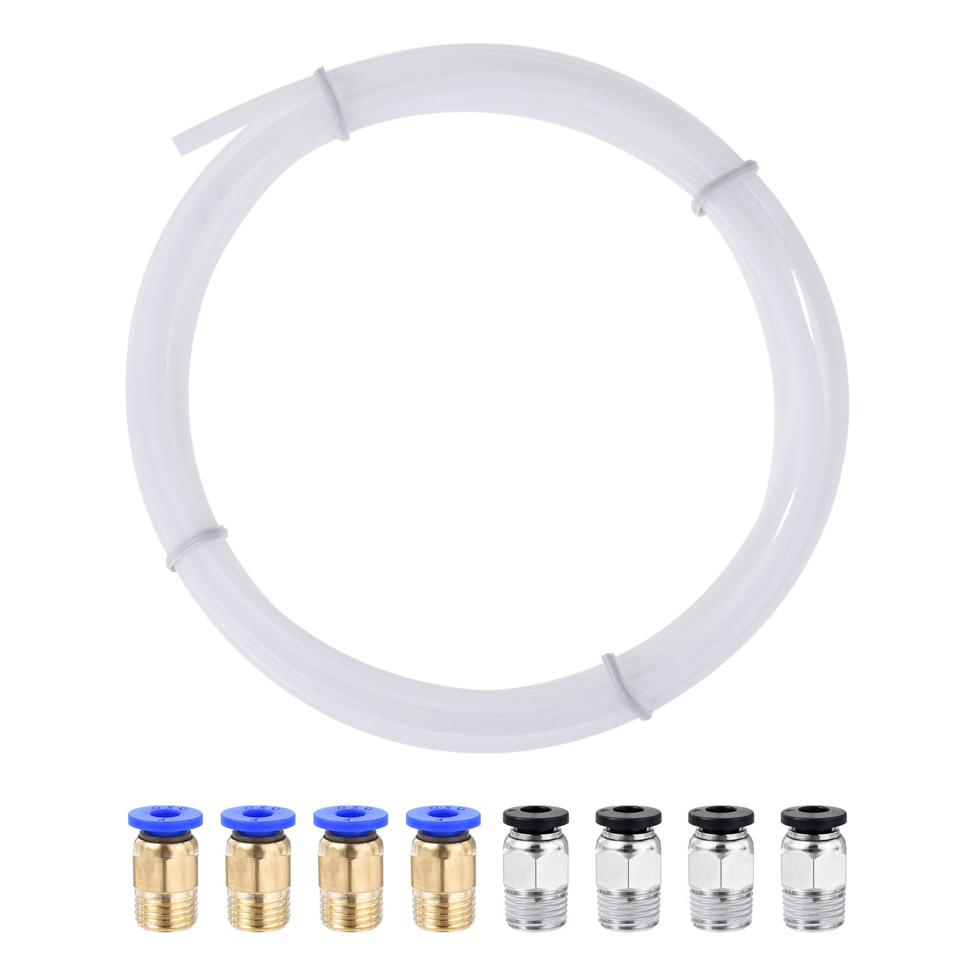 uxcell Uxcell Pneumatic PTFE Air Tubing Kit Hose Air Line Tubing 4mm OD 2M White with M10 G1/8 Push to Connect Fittings