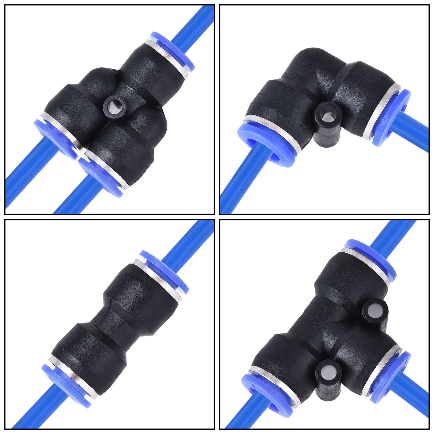 uxcell Uxcell Pneumatic PU Air Tubing Kit with Push to Connect Fittings for Air Hose Line Pipe 8mm OD 10 Meters Blue