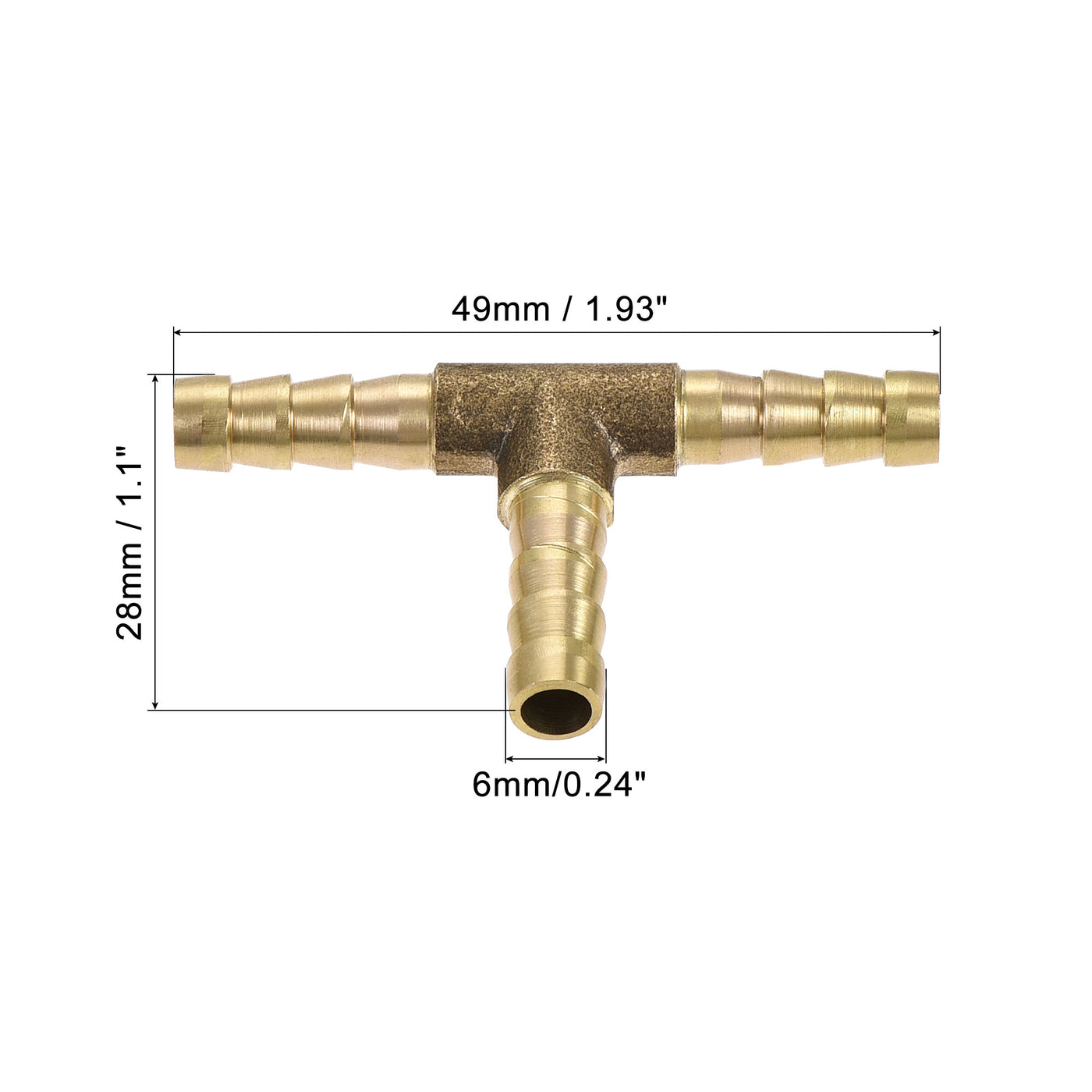 Uxcell Uxcell Barb Hose Fitting 16mm OD Tee T Shape Pipe Connector Brass 2Pcs with 6Pcs 13-19mm Hose Clamps