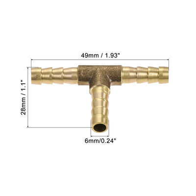 Harfington Uxcell Barb Hose Fitting 16mm OD Tee T Shape Pipe Connector Brass 2Pcs with 6Pcs 13-19mm Hose Clamps