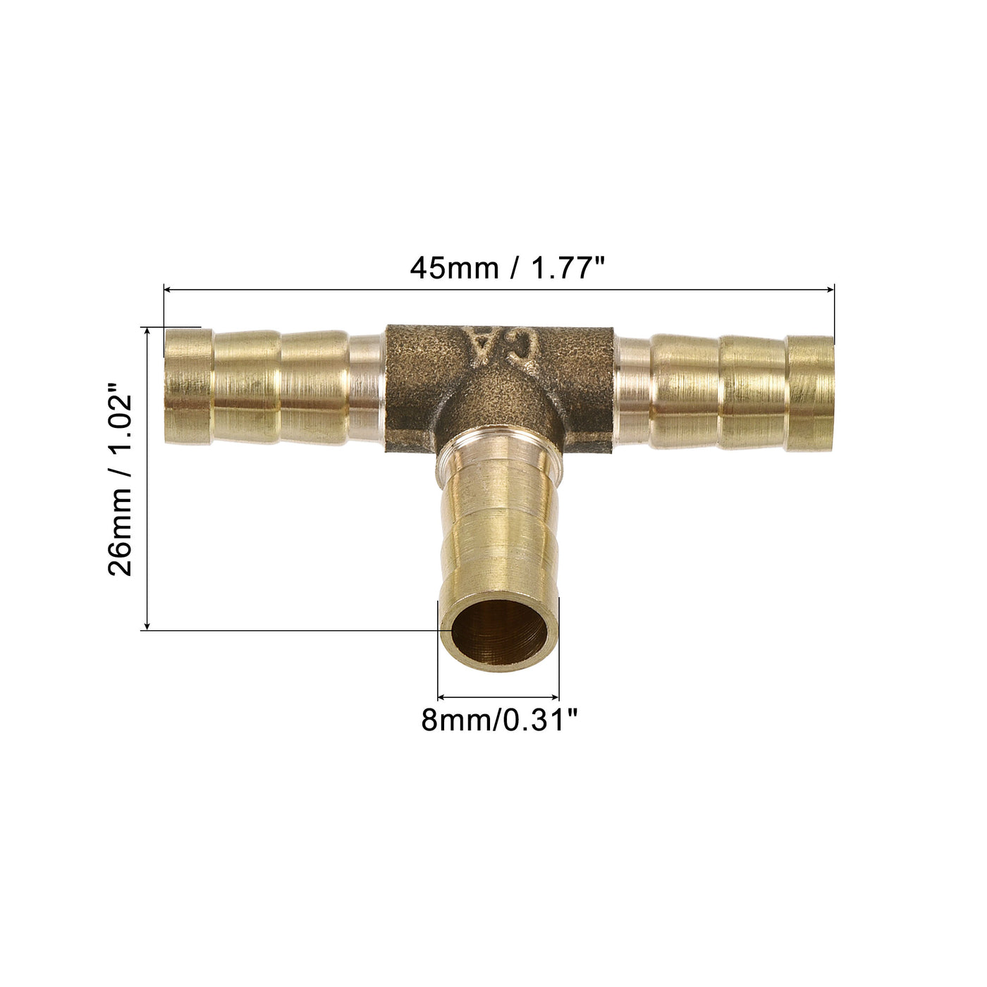 Uxcell Uxcell Barb Hose Fitting 16mm OD Tee T Shape Pipe Connector Brass 2Pcs with 6Pcs 13-19mm Hose Clamps