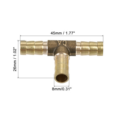 Harfington Uxcell Barb Hose Fitting 16mm OD Tee T Shape Pipe Connector Brass 2Pcs with 6Pcs 13-19mm Hose Clamps