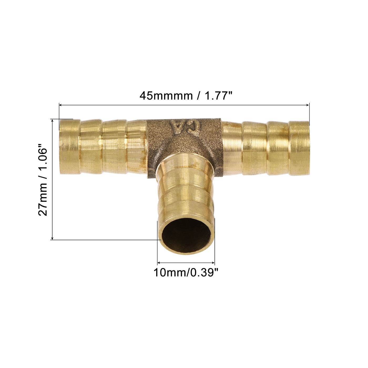 Uxcell Uxcell Barb Hose Fitting 16mm OD Tee T Shape Pipe Connector Brass 2Pcs with 6Pcs 13-19mm Hose Clamps