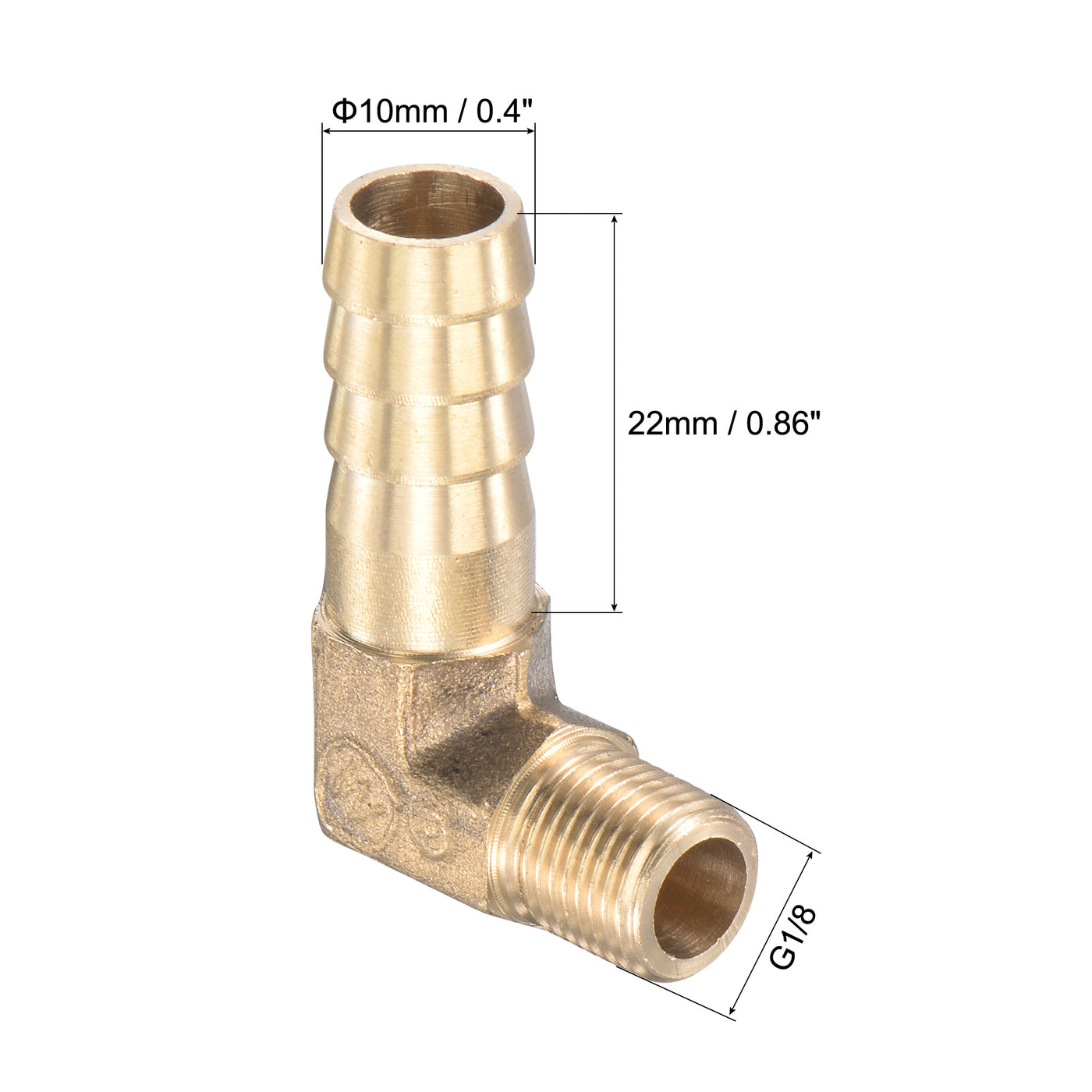 uxcell Uxcell Brass Hose Barbed Fitting Elbow Right Angle Pipe Connector with Stainless Steel Hose Clamps