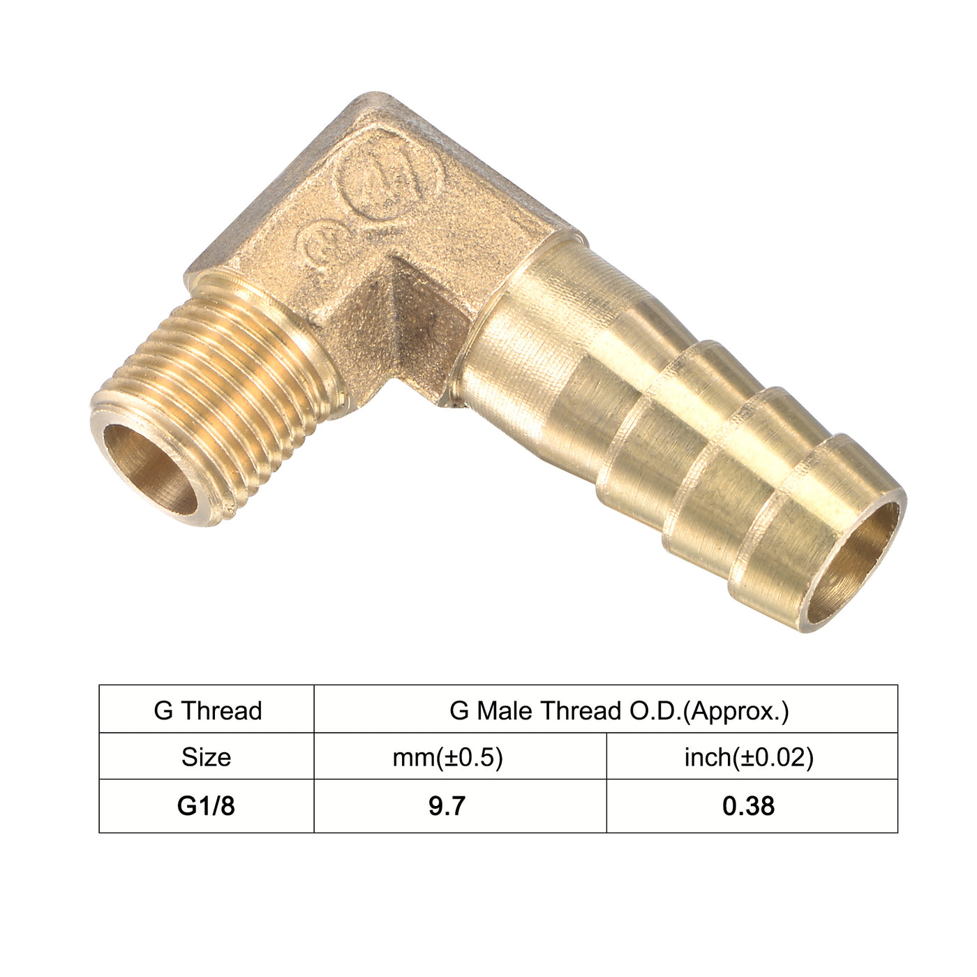 uxcell Uxcell Brass Hose Barbed Fitting Elbow Right Angle Pipe Connector with Stainless Steel Hose Clamps