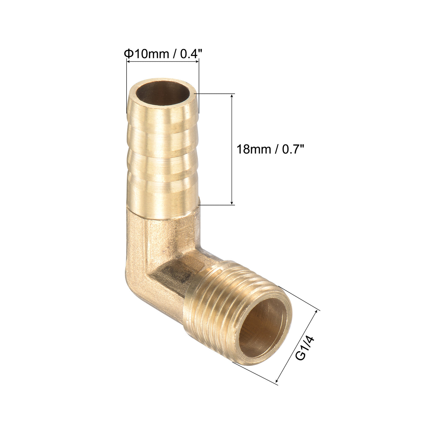 uxcell Uxcell Brass Hose Barbed Fitting Elbow Right Angle Pipe Connector with Stainless Steel Hose Clamps