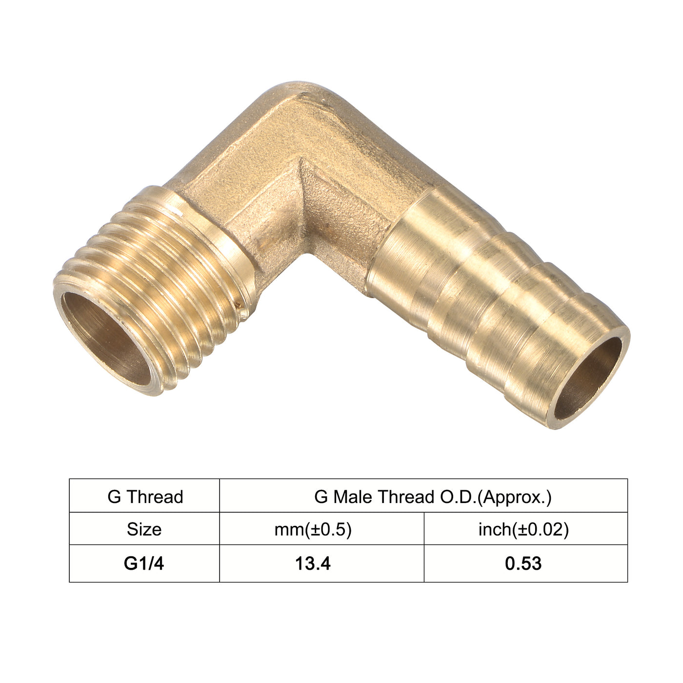 uxcell Uxcell Brass Hose Barbed Fitting Elbow Right Angle Pipe Connector with Stainless Steel Hose Clamps