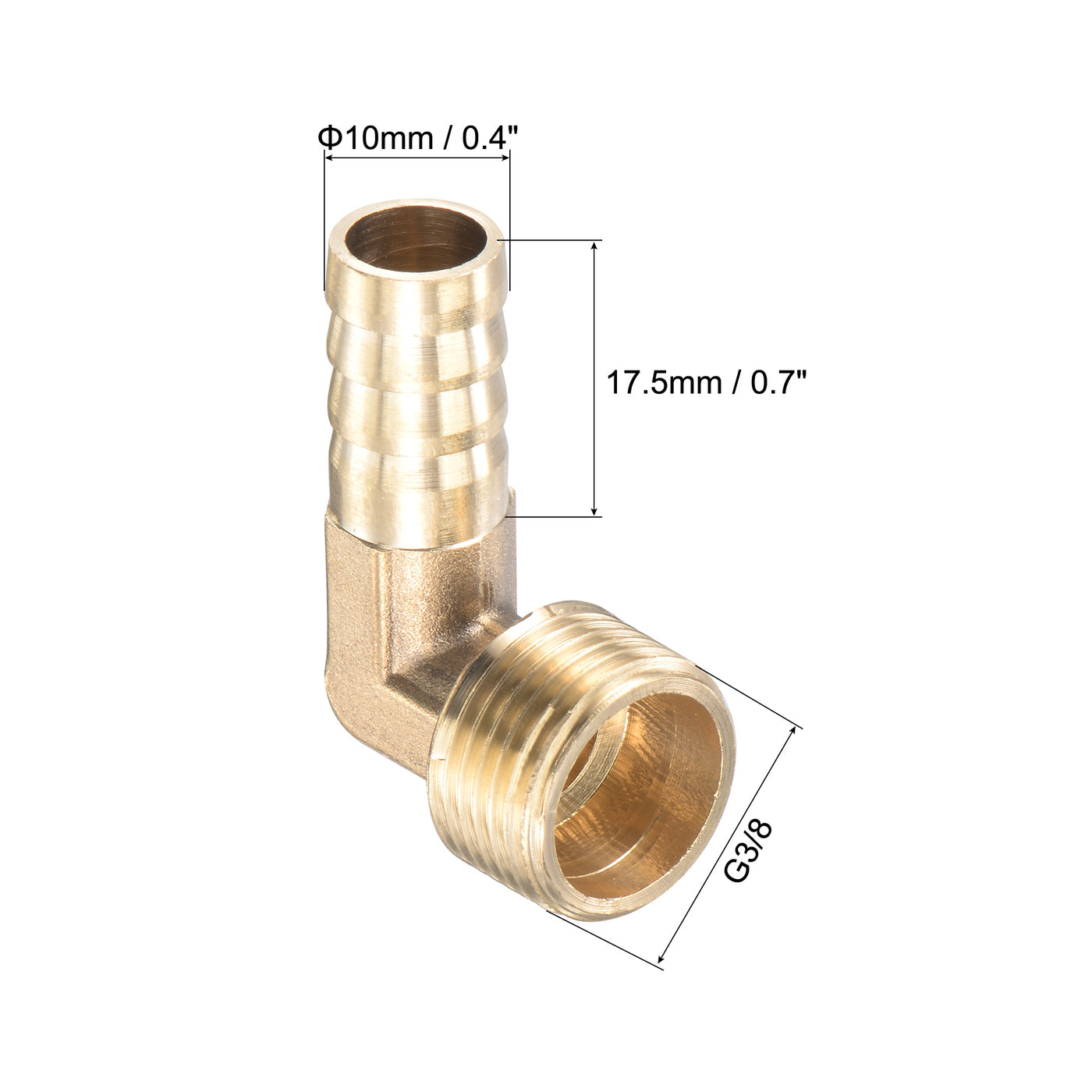 uxcell Uxcell Brass Hose Barbed Fitting Elbow Right Angle Pipe Connector with Stainless Steel Hose Clamps