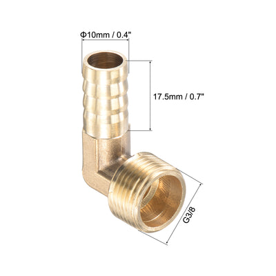 Harfington Uxcell Brass Hose Barbed Fitting Elbow Right Angle Pipe Connector with Stainless Steel Hose Clamps