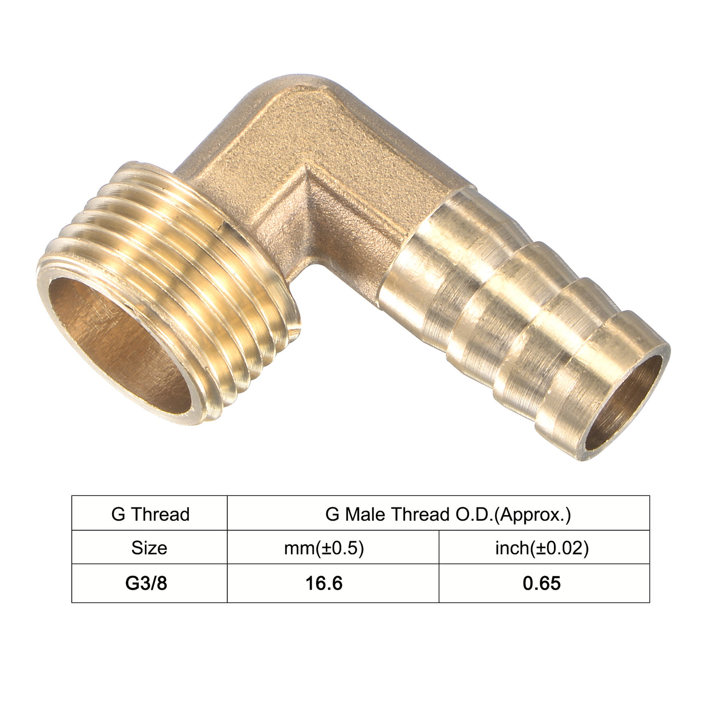 uxcell Uxcell Brass Hose Barbed Fitting Elbow Right Angle Pipe Connector with Stainless Steel Hose Clamps