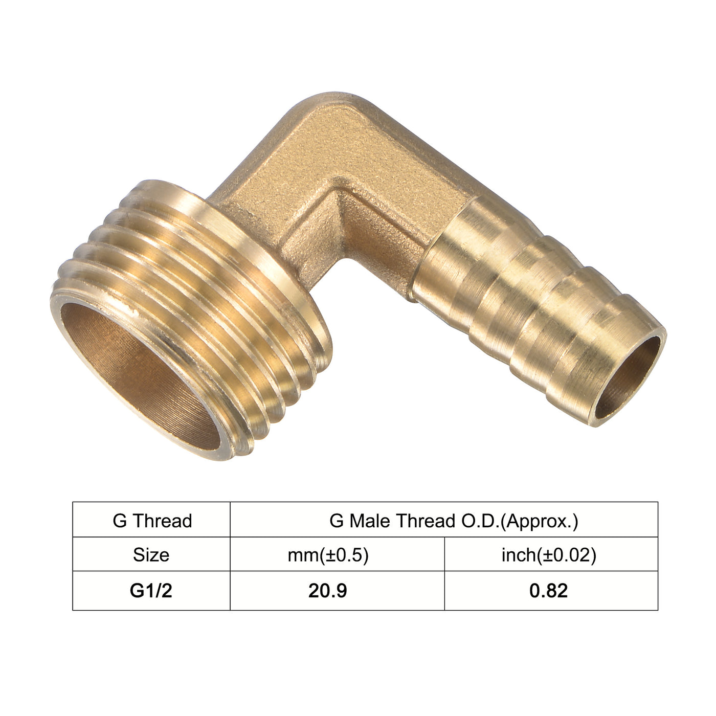 uxcell Uxcell Brass Hose Barbed Fitting Elbow Right Angle Pipe Connector with Stainless Steel Hose Clamps