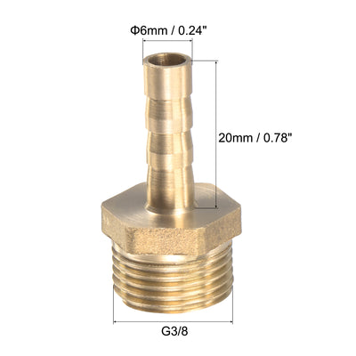 Harfington Uxcell Brass Hose Barb Fitting Straight Male Thread Pipe Connector with Stainless Steel Hose Clamp