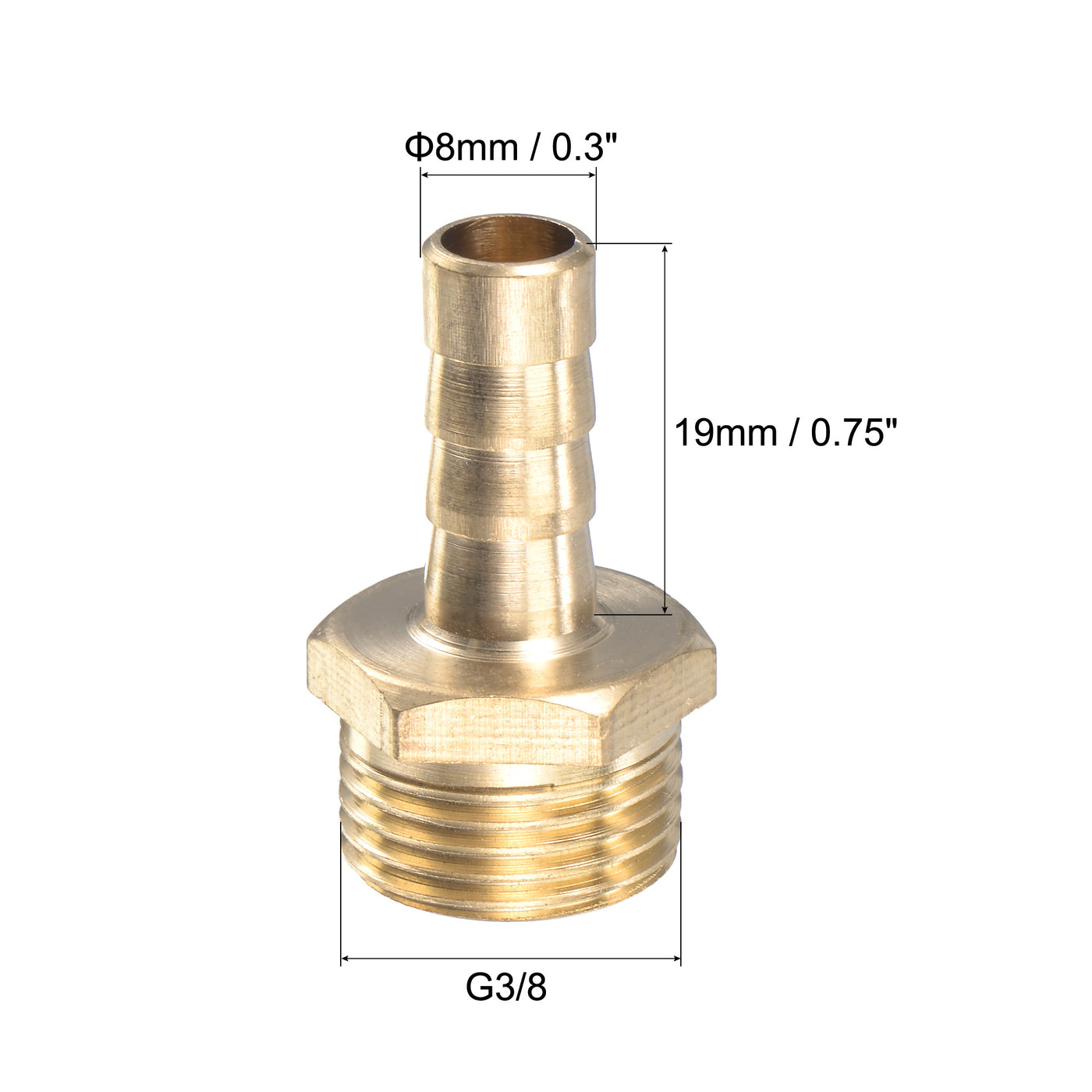 uxcell Uxcell Brass Hose Barb Fitting Straight Male Thread Pipe Connector with Stainless Steel Hose Clamp