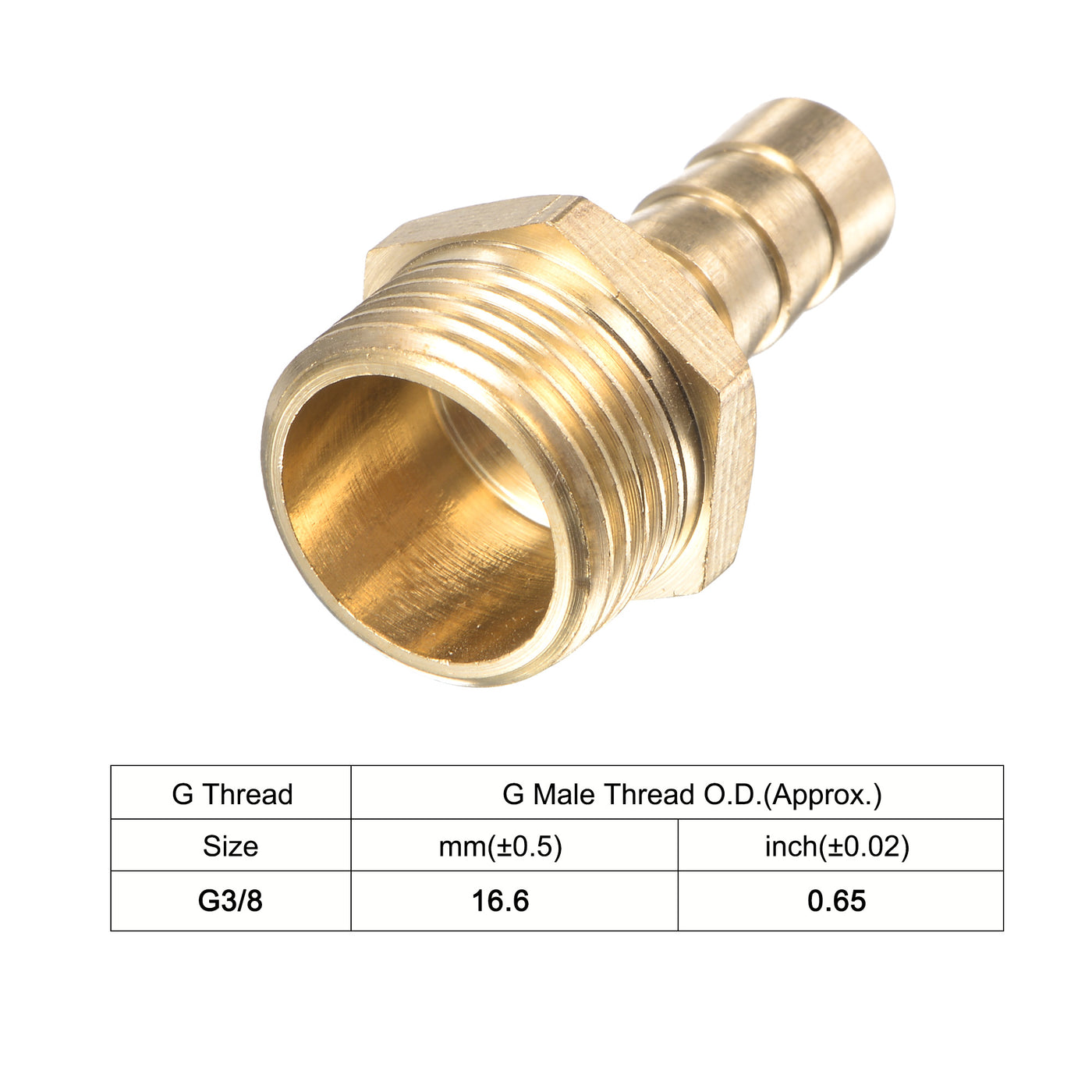 uxcell Uxcell Brass Hose Barb Fitting Straight Male Thread Pipe Connector with Stainless Steel Hose Clamp