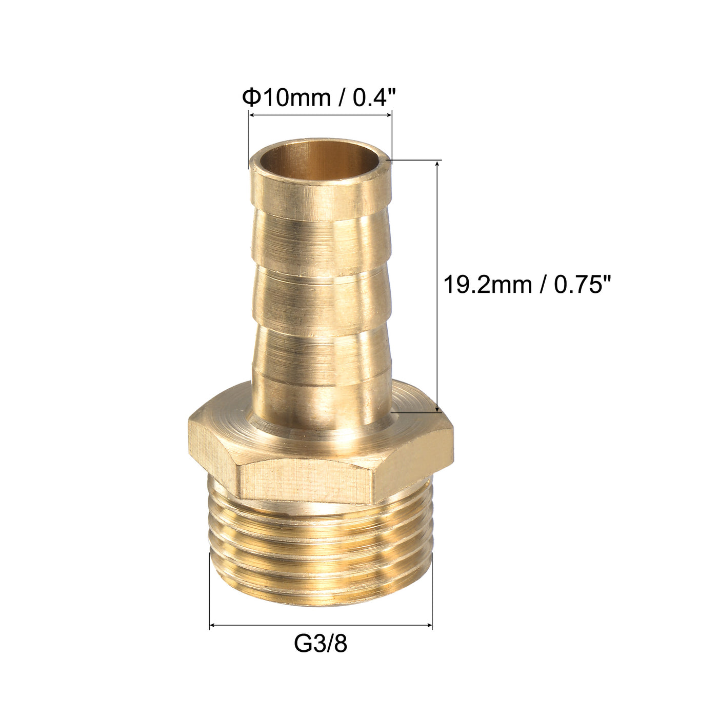 uxcell Uxcell Brass Hose Barb Fitting Straight Male Thread Pipe Connector with Stainless Steel Hose Clamp