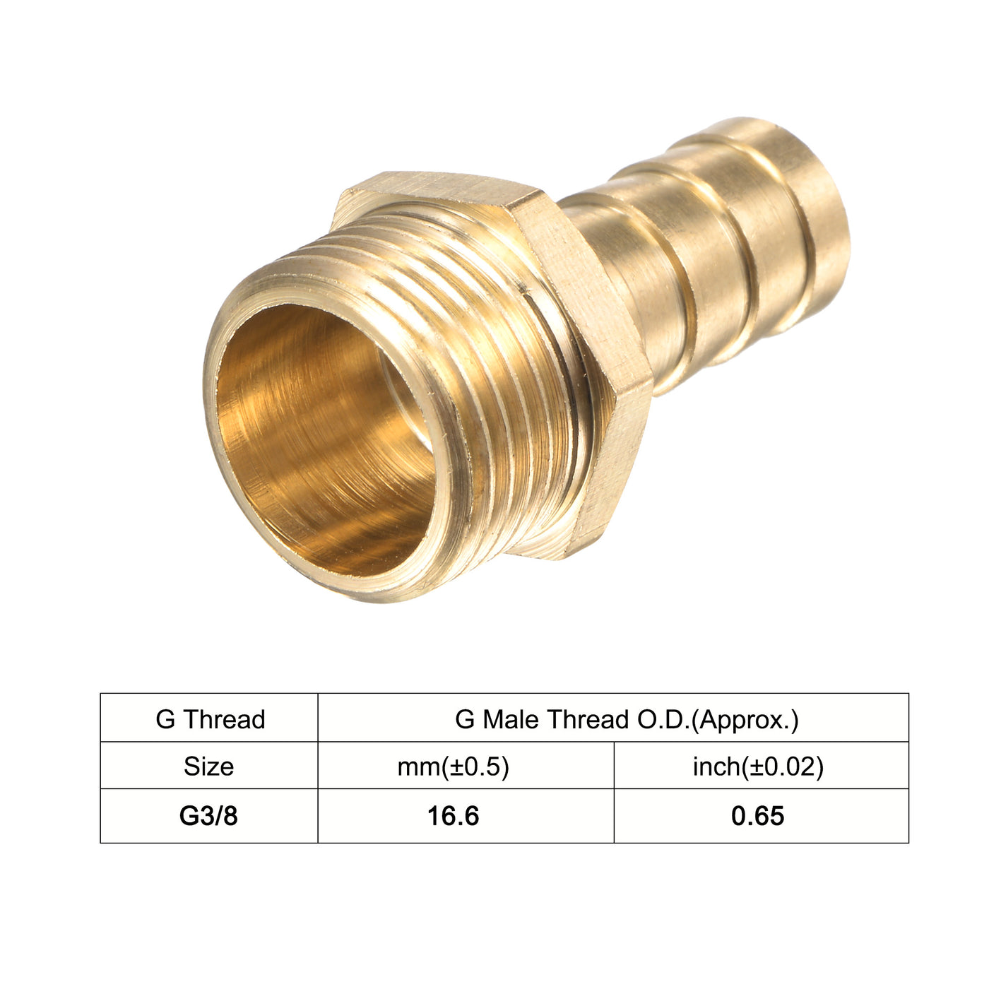 uxcell Uxcell Brass Hose Barb Fitting Straight Male Thread Pipe Connector with Stainless Steel Hose Clamp