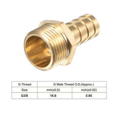 Harfington Uxcell Brass Hose Barb Fitting Straight Male Thread Pipe Connector with Stainless Steel Hose Clamp