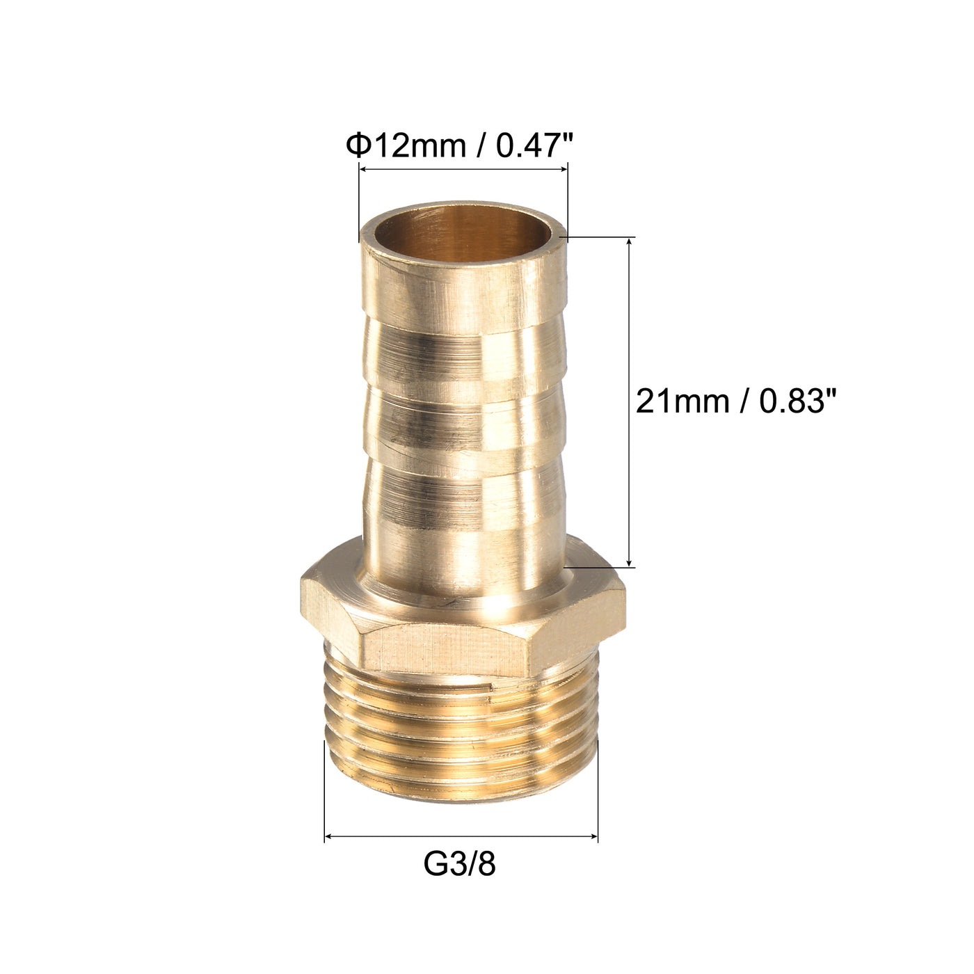 uxcell Uxcell Brass Hose Barb Fitting Straight Male Thread Pipe Connector with Stainless Steel Hose Clamp