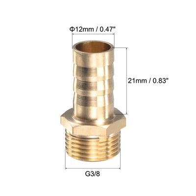 Harfington Uxcell Brass Hose Barb Fitting Straight Male Thread Pipe Connector with Stainless Steel Hose Clamp